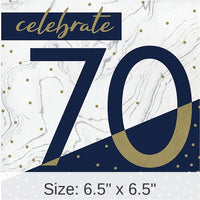 192/Case Bulk Navy and Gold 70th Birthday Luncheon Napkins