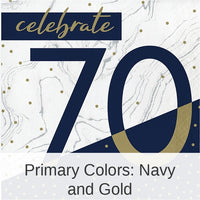 192/Case Bulk Navy and Gold 70th Birthday Luncheon Napkins