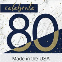 192/Case Bulk Navy and Gold 80th Birthday Luncheon Napkins