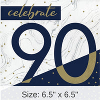 192/Case Bulk Navy and Gold 90th Birthday Luncheon Napkins