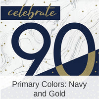 192/Case Bulk Navy and Gold 90th Birthday Luncheon Napkins