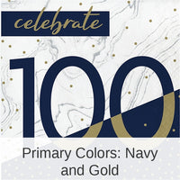 192/Case Bulk Navy and Gold 100th Birthday Luncheon Napkins