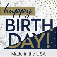 192/Case Bulk Navy and Gold Birthday Beverage Napkins