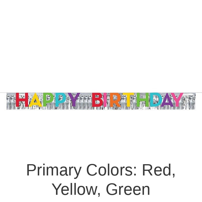 12/Case Bulk Happy Birthday Banners with Fringe