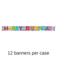12/Case Bulk Happy Birthday Banners with Fringe