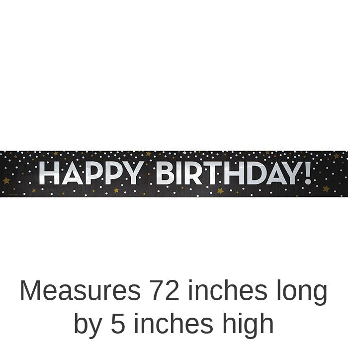 12/Case Bulk Gold and Silver Happy Birthday Foil Banners
