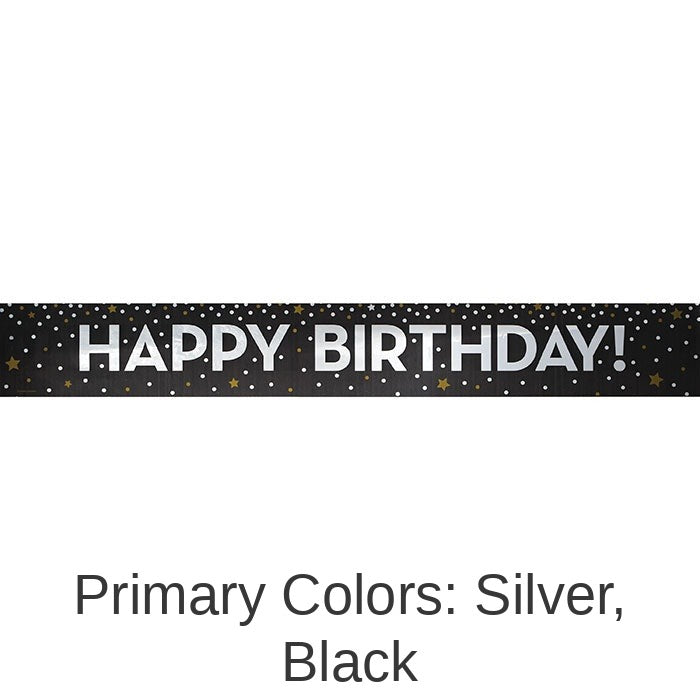 12/Case Bulk Gold and Silver Happy Birthday Foil Banners