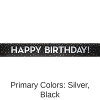 12/Case Bulk Gold and Silver Happy Birthday Foil Banners