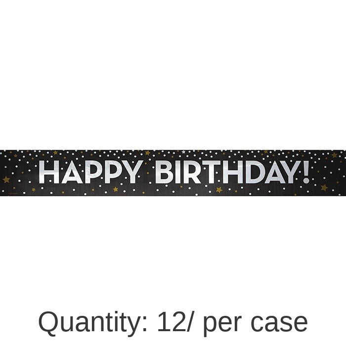 12/Case Bulk Gold and Silver Happy Birthday Foil Banners