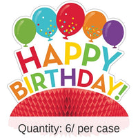 6/Case Bulk Happy Birthday Honeycomb Centerpieces