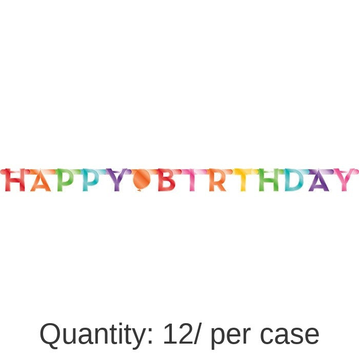 12/Case Bulk Colorful Happy Birthday Banners