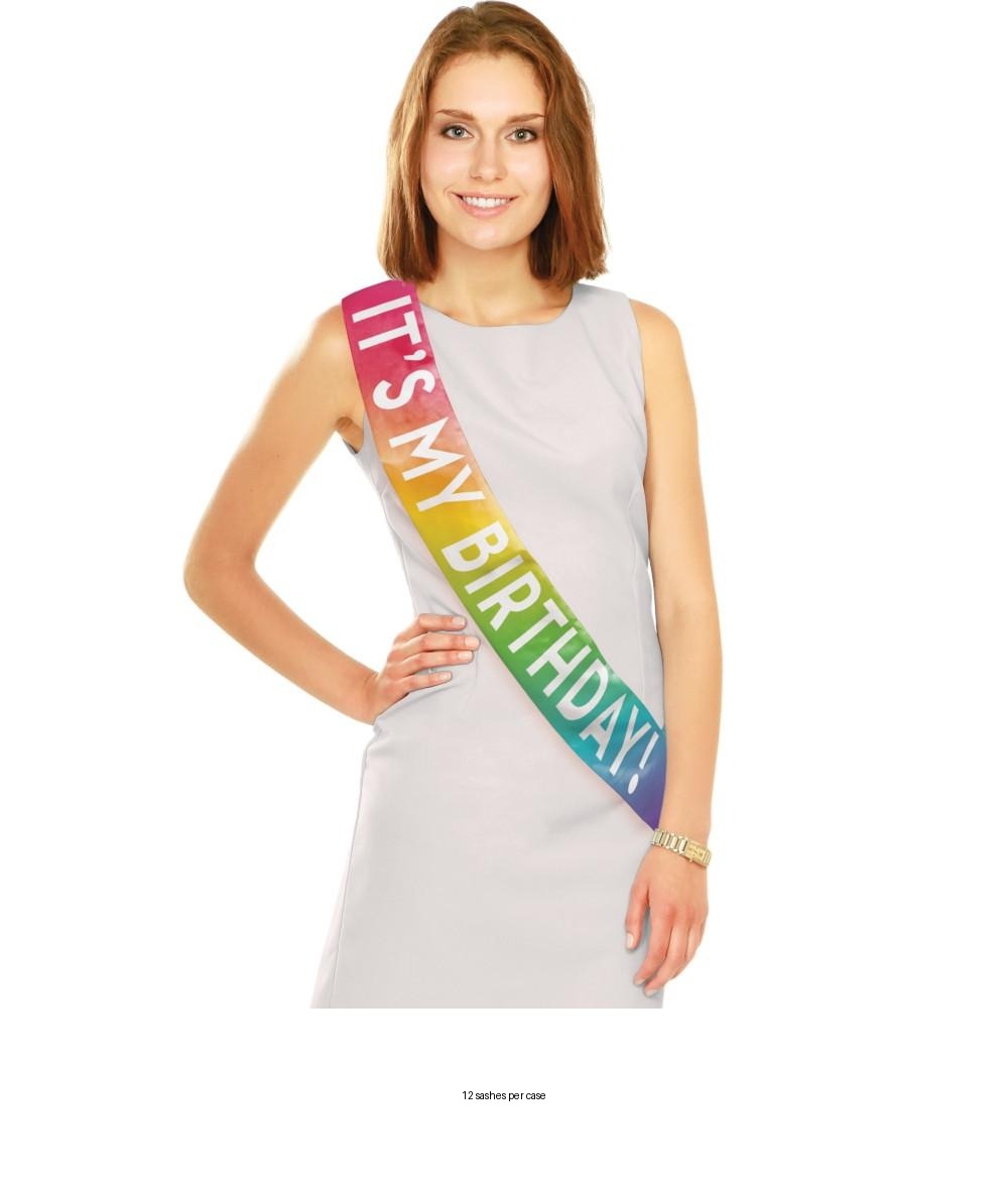 12/Case Bulk It's My Birthday Party Sashes