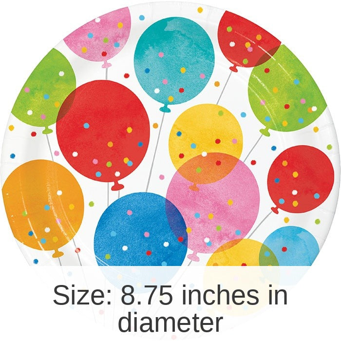 96/Case Bulk Birthday Confetti Balloons Dinner Plates
