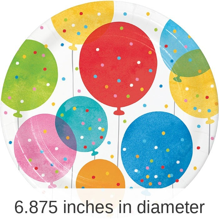 96/Case Bulk Birthday Confetti Balloons Dessert Plates