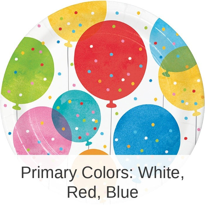 96/Case Bulk Birthday Confetti Balloons Dessert Plates