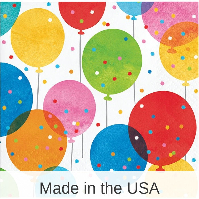 192/Case Bulk Birthday Confetti Balloons Beverage Napkins