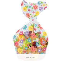 12/Case Bulk Spring Floral Cello Basket Bag