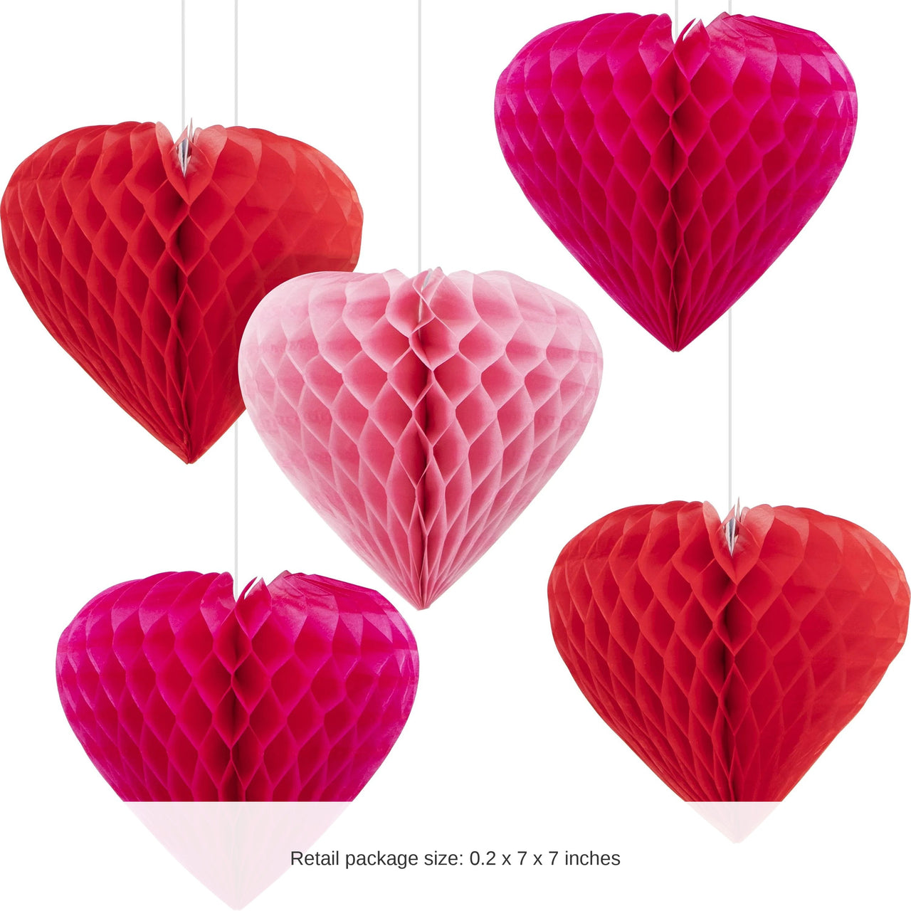 60/Case Bulk Valentine Hearts Hanging Cutouts w/ Honeycomb