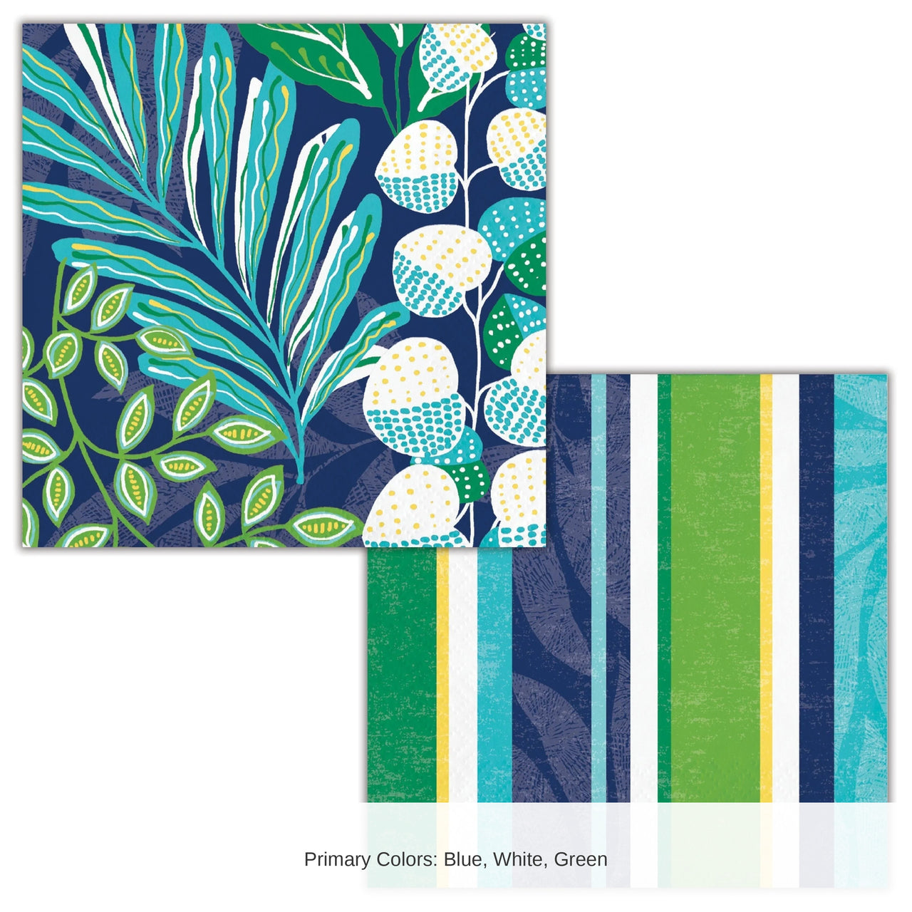 288/Case Bulk Peaceful Palms 24/Case Bulk 2ply Beverage Napkin