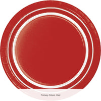 120/Case Bulk Classic Red 10/Case Bulk Sturdy Style 8.75 Inch Paper Dinner Plate
