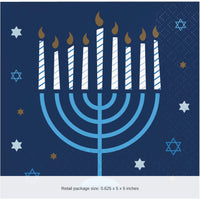 192/Case Bulk Hanukkah Celebration Beverage 2Ply Napkin