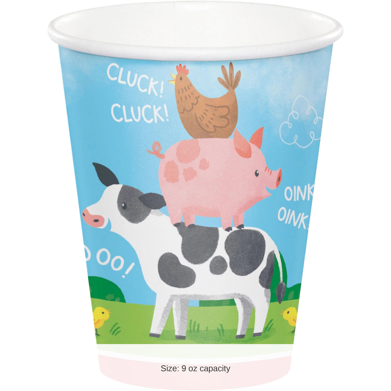 96/Case Bulk Farm Animals Hot/Cold Cup 9oz.