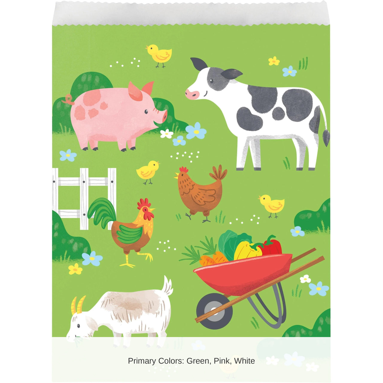 96/Case Bulk Farm Animals Paper Treat Bags, Large