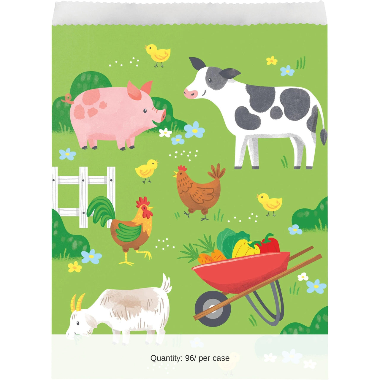 96/Case Bulk Farm Animals Paper Treat Bags, Large