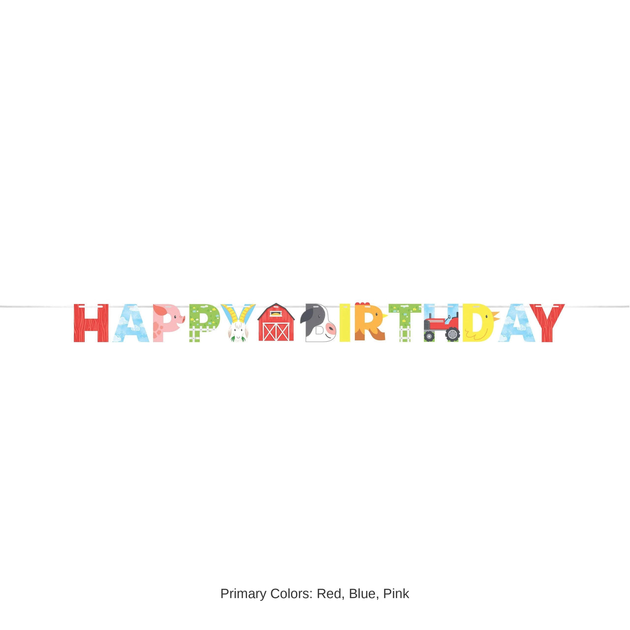 6/Case Bulk Farm Animals Letter Banner w/ Ribbon
