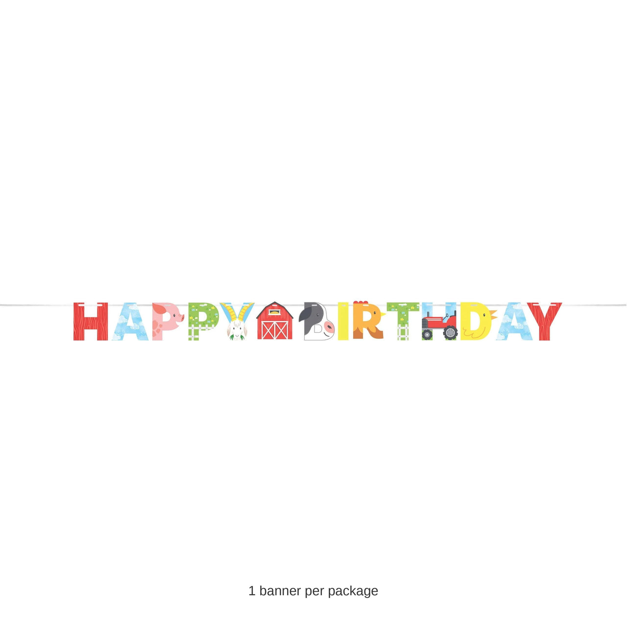6/Case Bulk Farm Animals Letter Banner w/ Ribbon