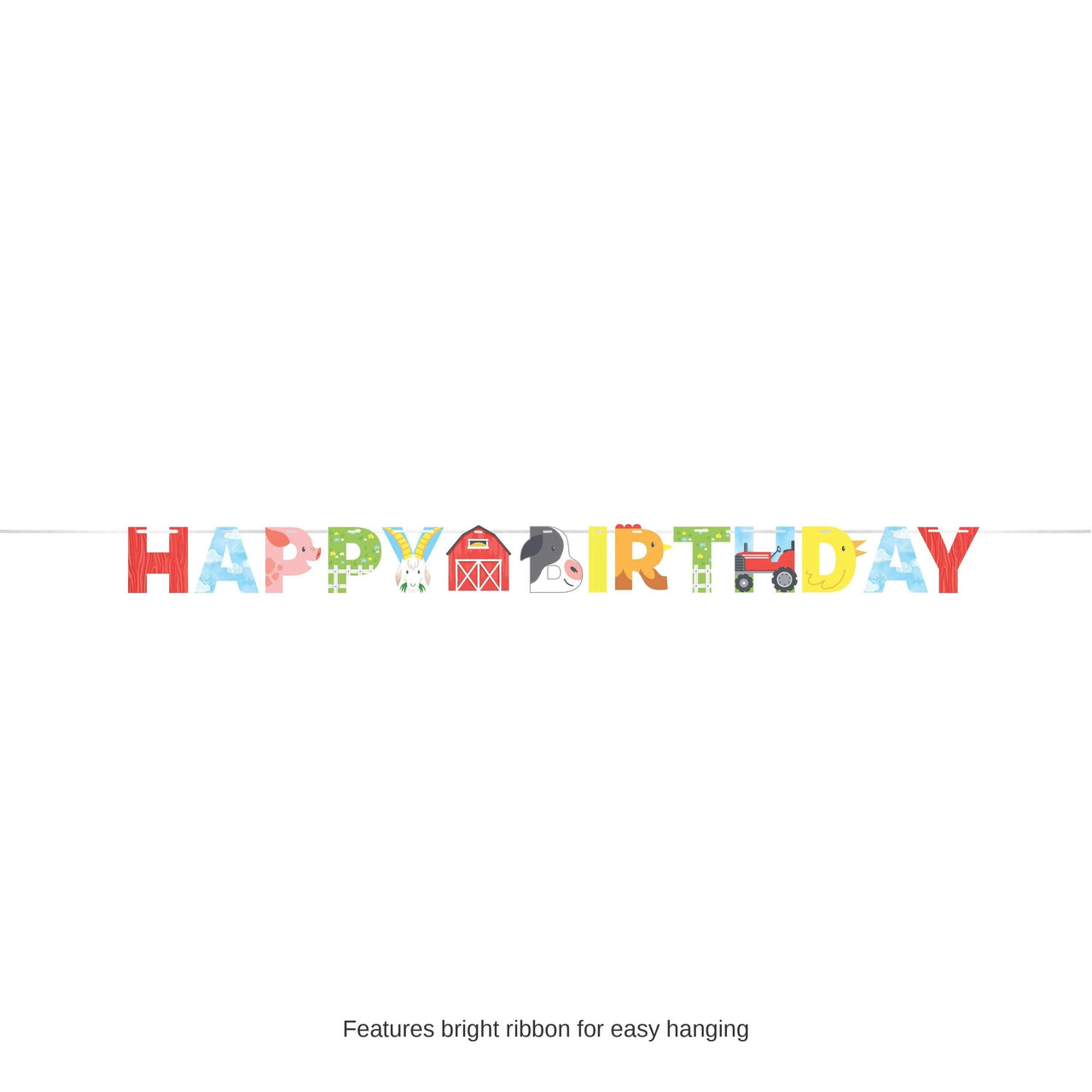 6/Case Bulk Farm Animals Letter Banner w/ Ribbon