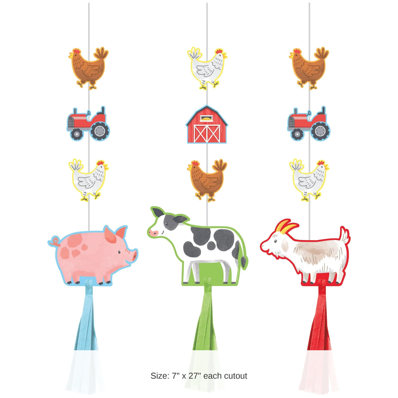 36/Case Bulk Farm Animals Hanging Cutouts w/ Tassels