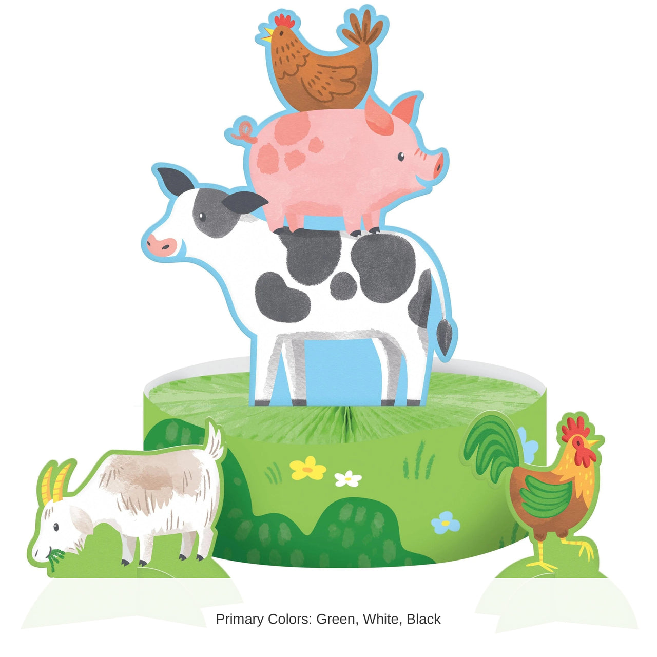 6/Case Bulk Farm Animals Honeycomb Centerpiece w/ Stands