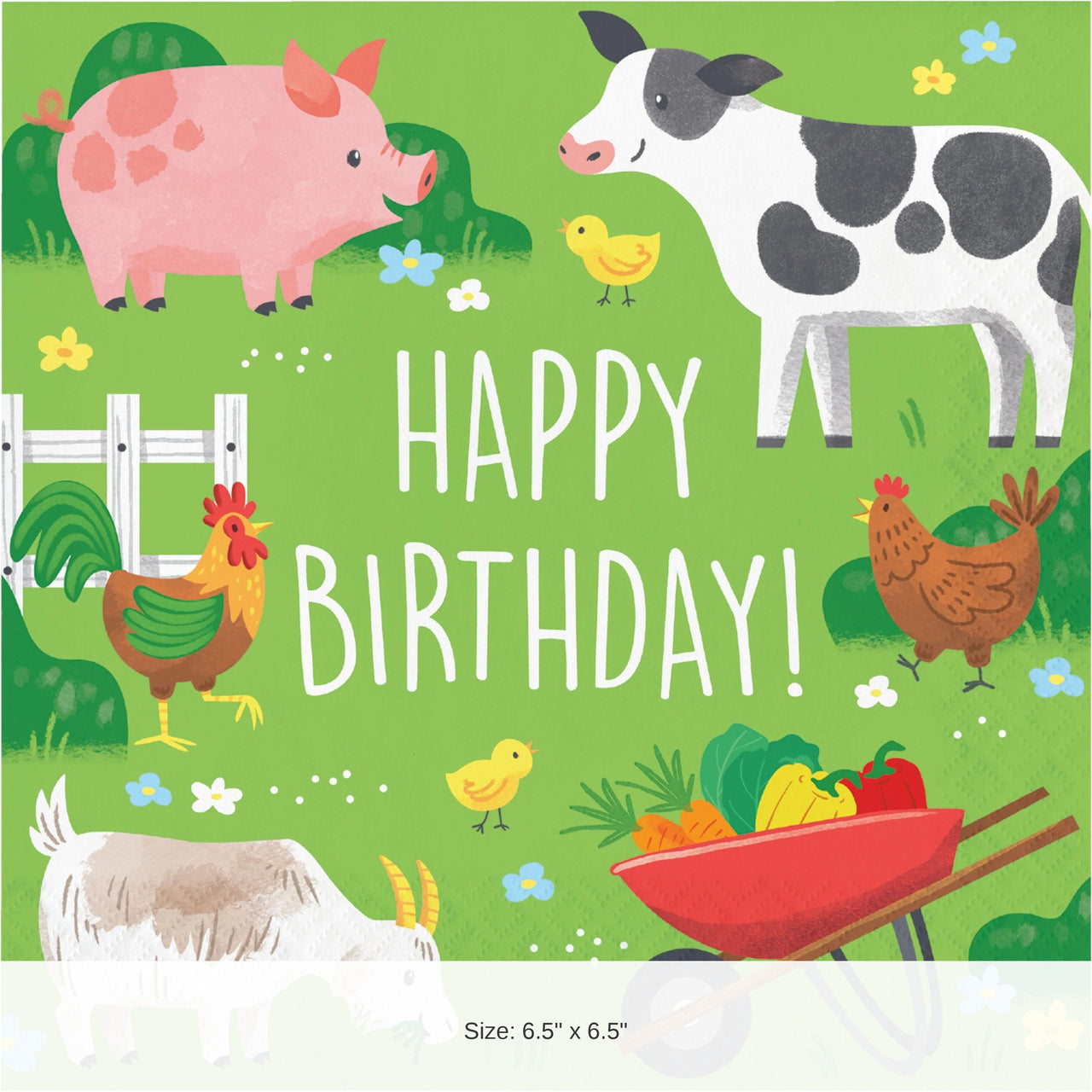 192/Case Bulk Farm Animals 2Ply Luncheon Napkin
