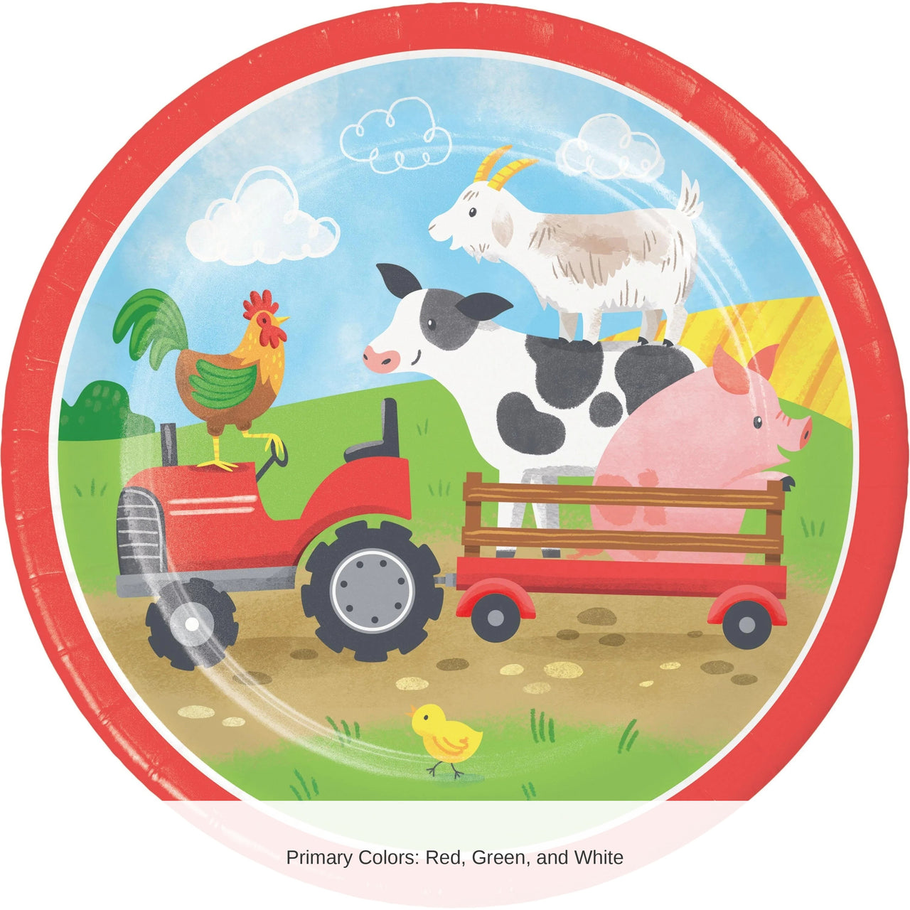 96/Case Bulk Farm Animals 6.75 Inch Dessert Plate