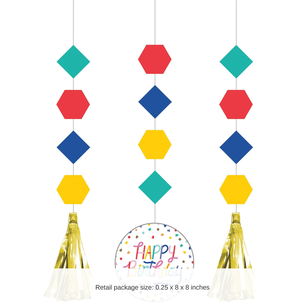 36/Case Bulk Birthday Confetti Hanging Cutouts w/ Tassels