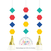 36/Case Bulk Birthday Confetti Hanging Cutouts w/ Tassels