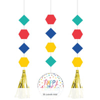 36/Case Bulk Birthday Confetti Hanging Cutouts w/ Tassels