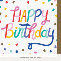 192/Case Bulk Birthday Confetti 2Ply Luncheon Napkin