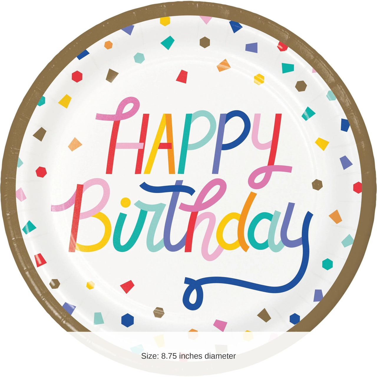 96/Case Bulk Birthday Confetti 8.75 Inch Dinner Plate