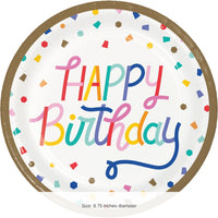 96/Case Bulk Birthday Confetti 8.75 Inch Dinner Plate