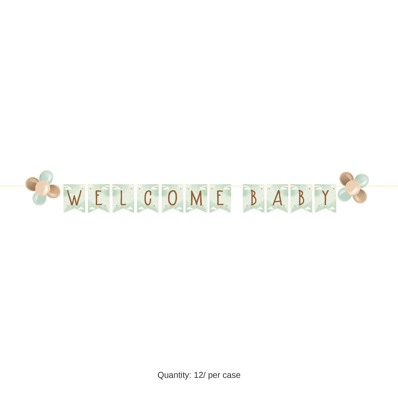 12/Case Bulk Teddy Bear Ribbon Banner w/ Latex Balloons