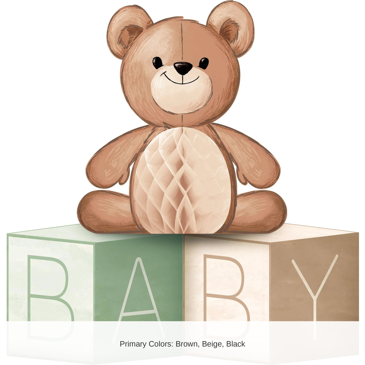 6/Case Bulk Teddy Bear Centerpiece Baby Blocks w/ Honeycomb