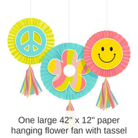36/Case Bulk Flower Power Paper Fans w/ Tassels
