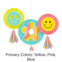 36/Case Bulk Flower Power Paper Fans w/ Tassels