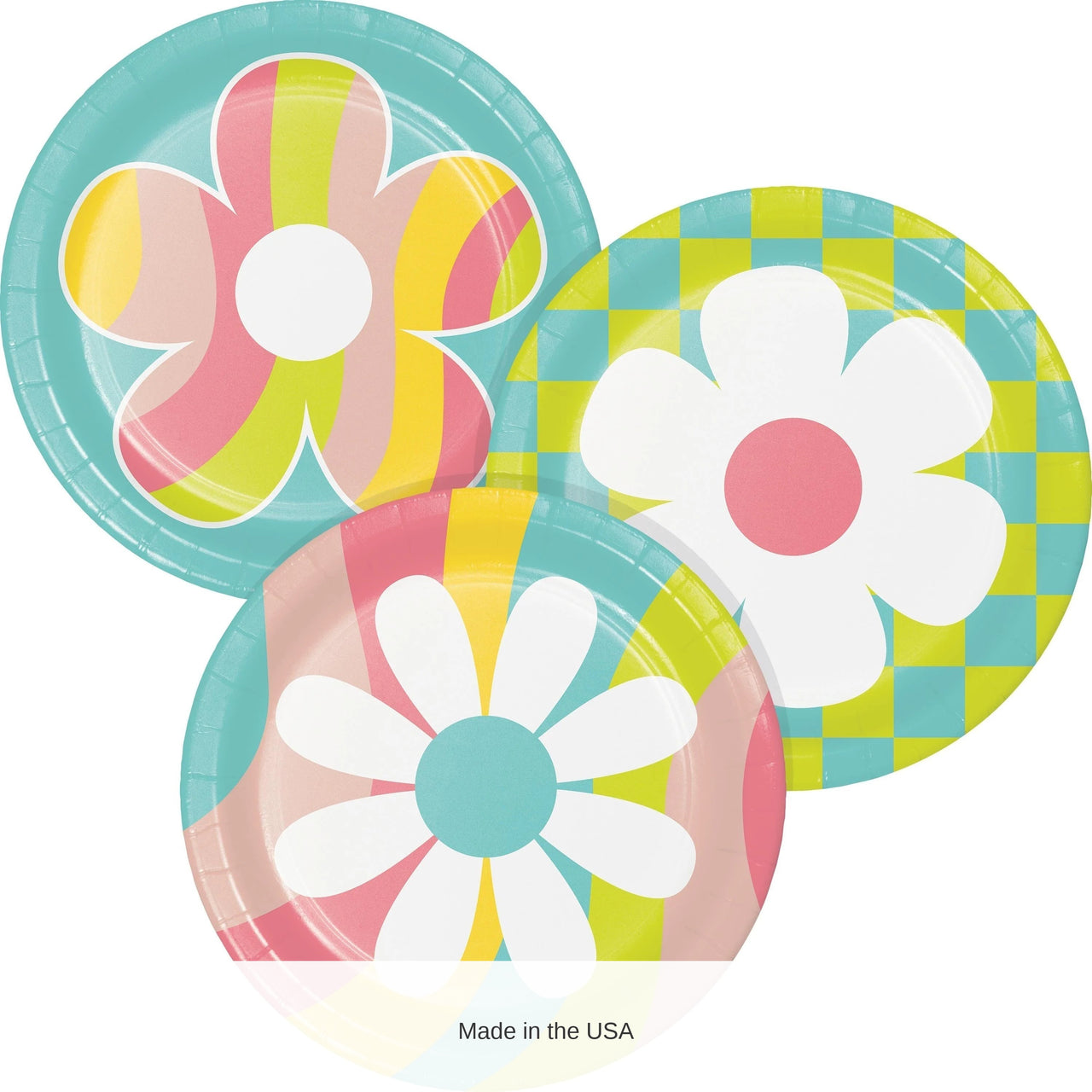 96/Case Bulk Flower Power 6.75 Inch Dessert Plate, Assorted Designs
