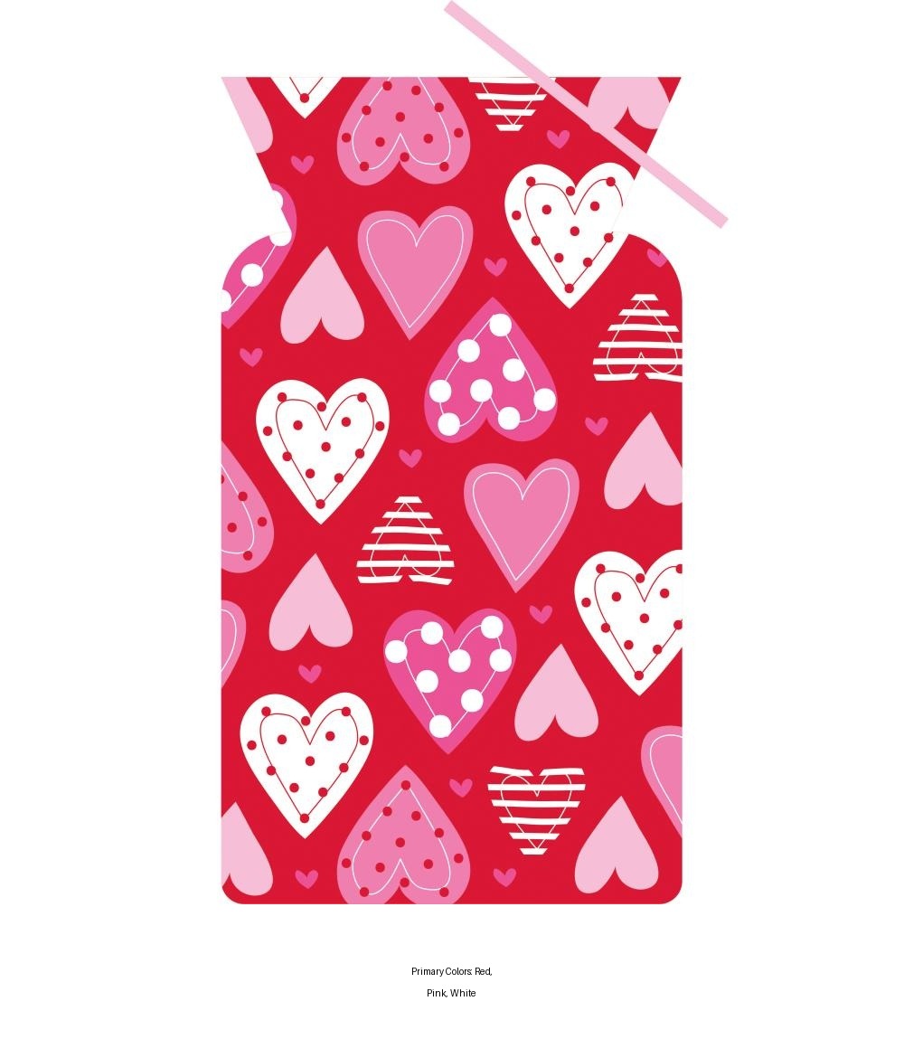 240/Case Bulk Hearts Cello Bags w/ Twist Ties