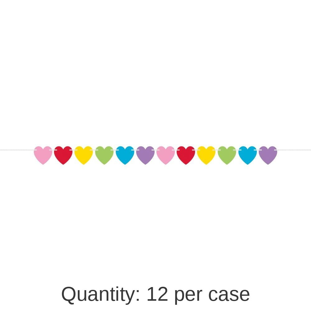 12/Case Bulk Valentine Hearts Banner with Twine