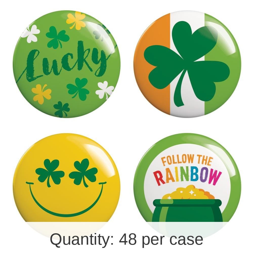 48/Case Bulk St Patricks Day Wearable Buttons