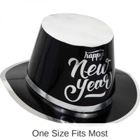 12/Case Bulk New Year's Black and Silver Top Hat